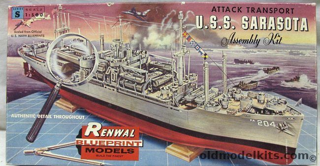 Renwal 1/500 USS Sarasota Attack Transport PA-24, S605-149 plastic model kit
